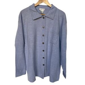 Talbots Lavender Marled Cotton Button Down Sweater Shirt Cardigan size XL